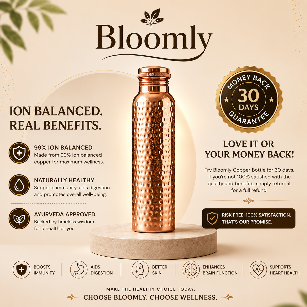 Handmade Ayurvedic Copper Bottle