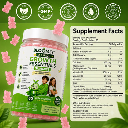 Bloomly Growth Essentials – Daily Gummies for Growing Kids