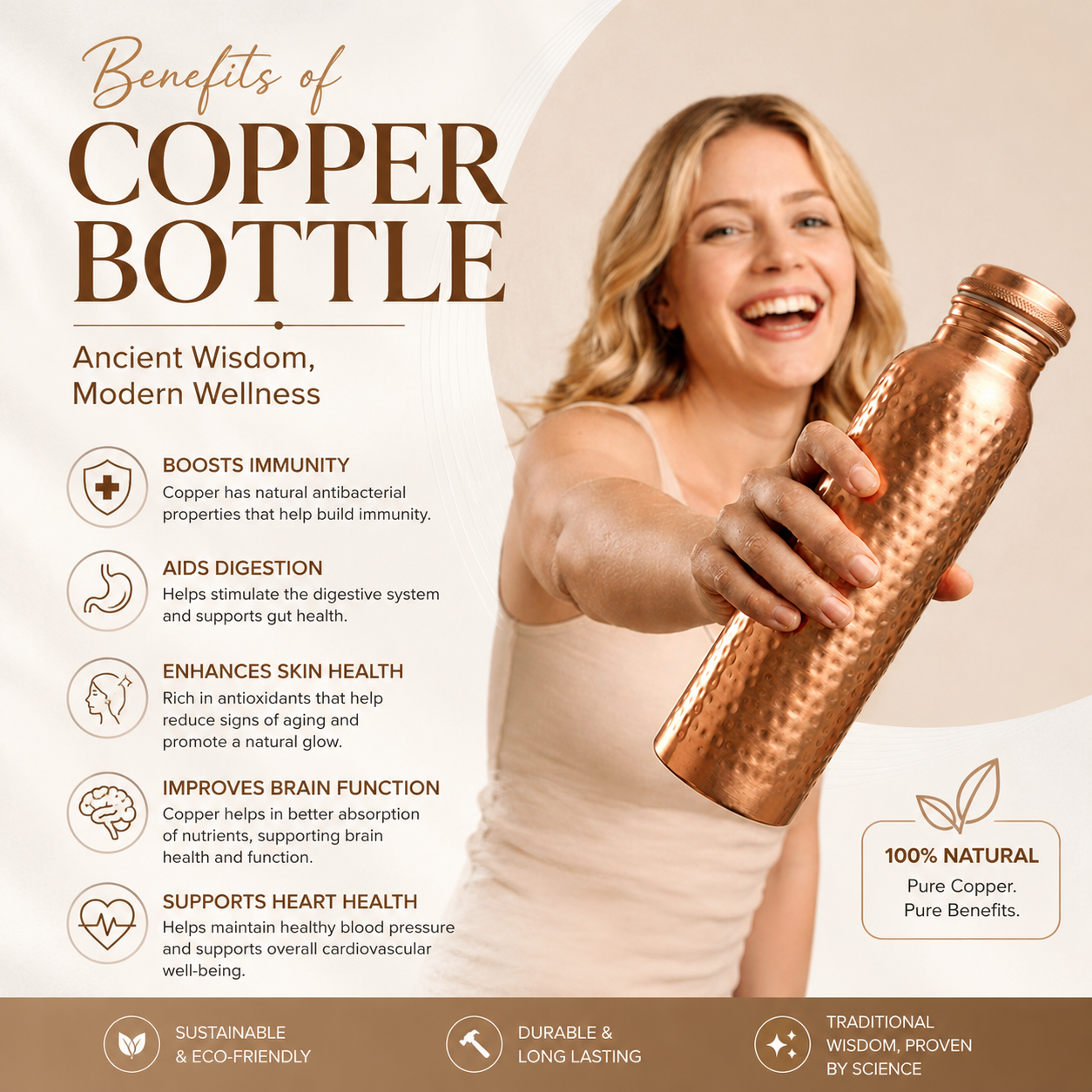 Handmade Ayurvedic Copper Bottle