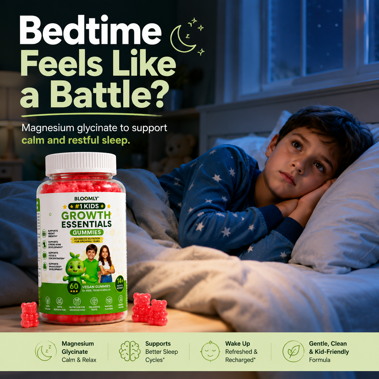 Bloomly Growth Essentials – Daily Gummies for Growing Kids