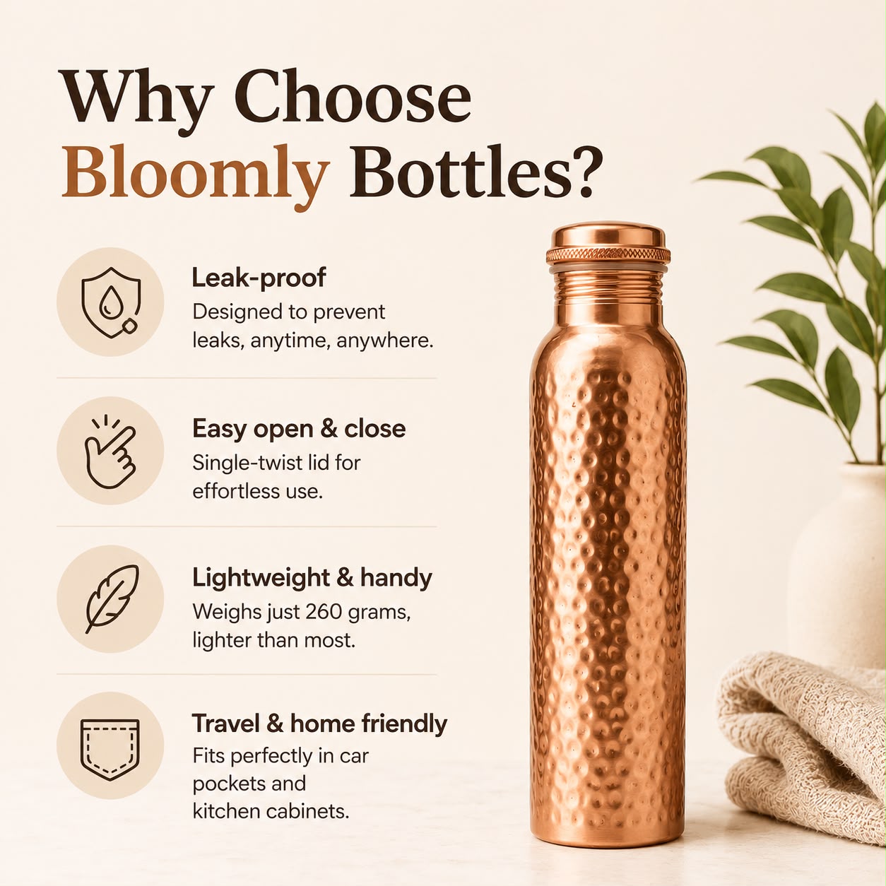 Handmade Ayurvedic Copper Bottle