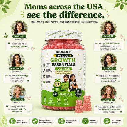 Bloomly Growth Essentials – Daily Gummies for Growing Kids